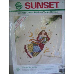 Sunset Patchwork Angel Waste Canvas Cross Stitch Kit Size 9" X 9" Date 1994